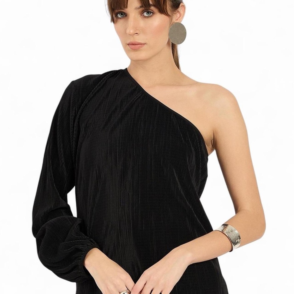 Arula Altar’d State Size XL Black One Shoulder Pleated Going Out Top Party